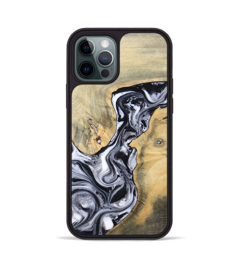 iPhone 12 Pro Wood Phone Case - Izael (Black & White, 781582)