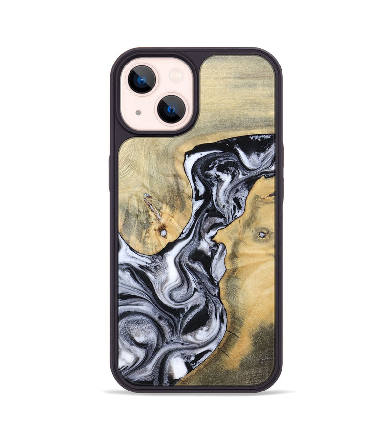 iPhone 14 Wood Phone Case - Izael (Black & White, 781582)
