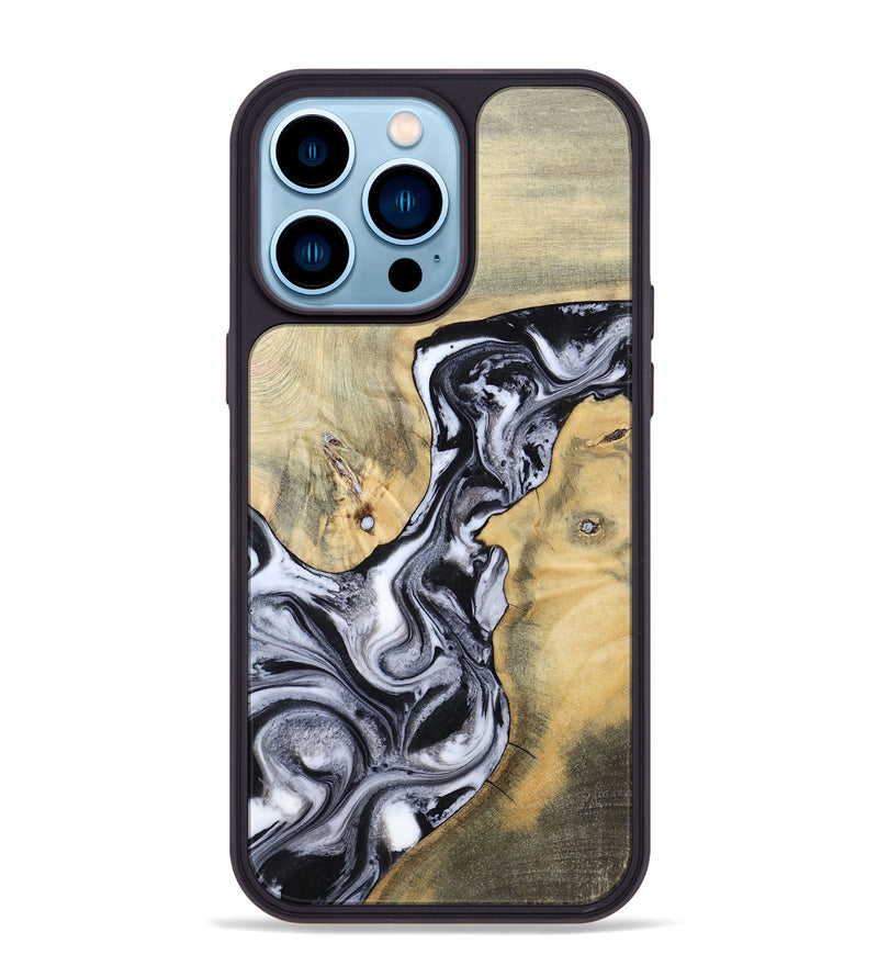 iPhone 14 Pro Max Wood Phone Case - Izael (Black & White, 781582)