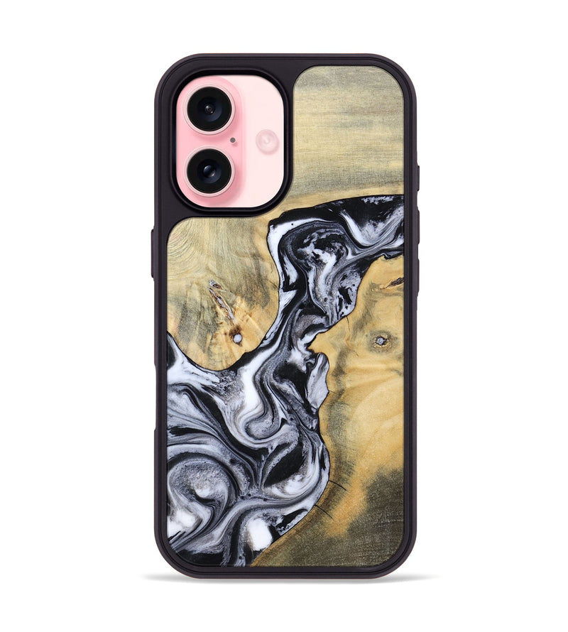 iPhone 16 Wood Phone Case - Izael (Black & White, 781582)