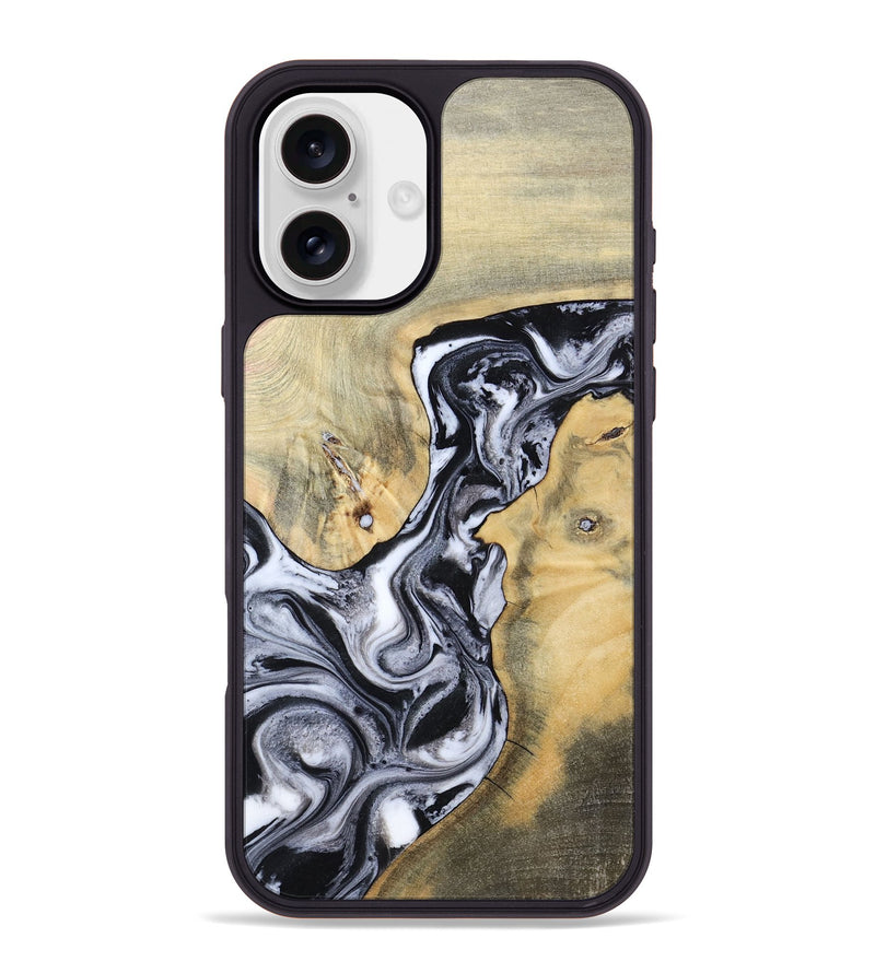 iPhone 16 Plus Wood Phone Case - Izael (Black & White, 781582)