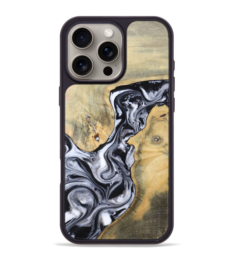 iPhone 16 Pro Max Wood Phone Case - Izael (Black & White, 781582)