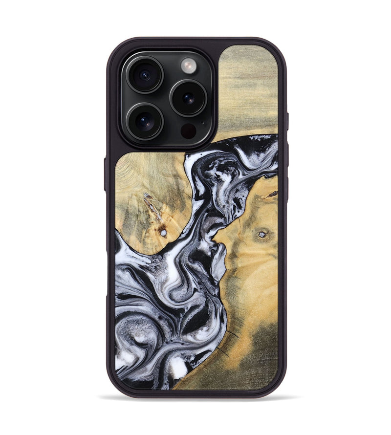 iPhone 16 Pro Wood Phone Case - Izael (Black & White, 781582)