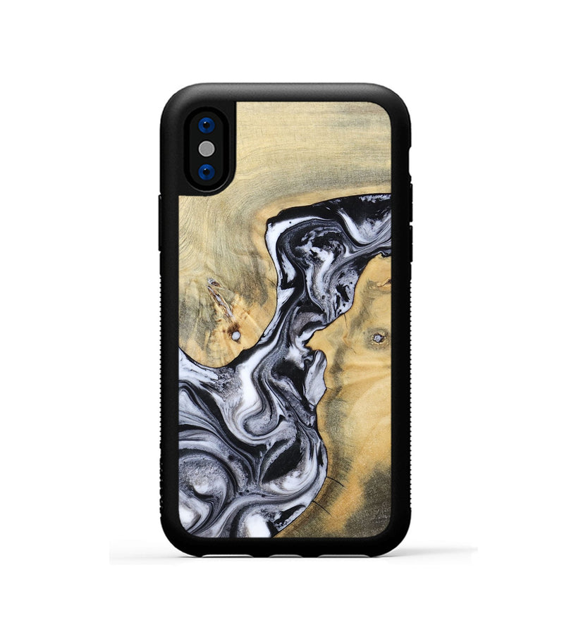 iPhone Xs Wood Phone Case - Izael (Black & White, 781582)