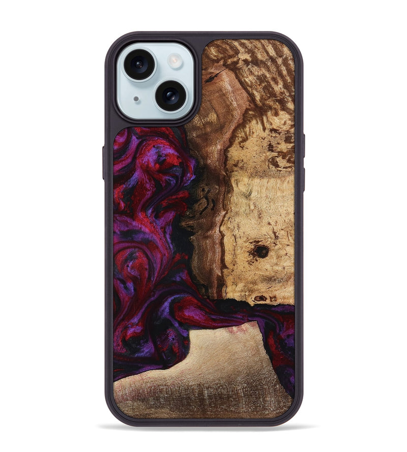 iPhone 15 Plus Wood Phone Case - Chance (Red, 781627)