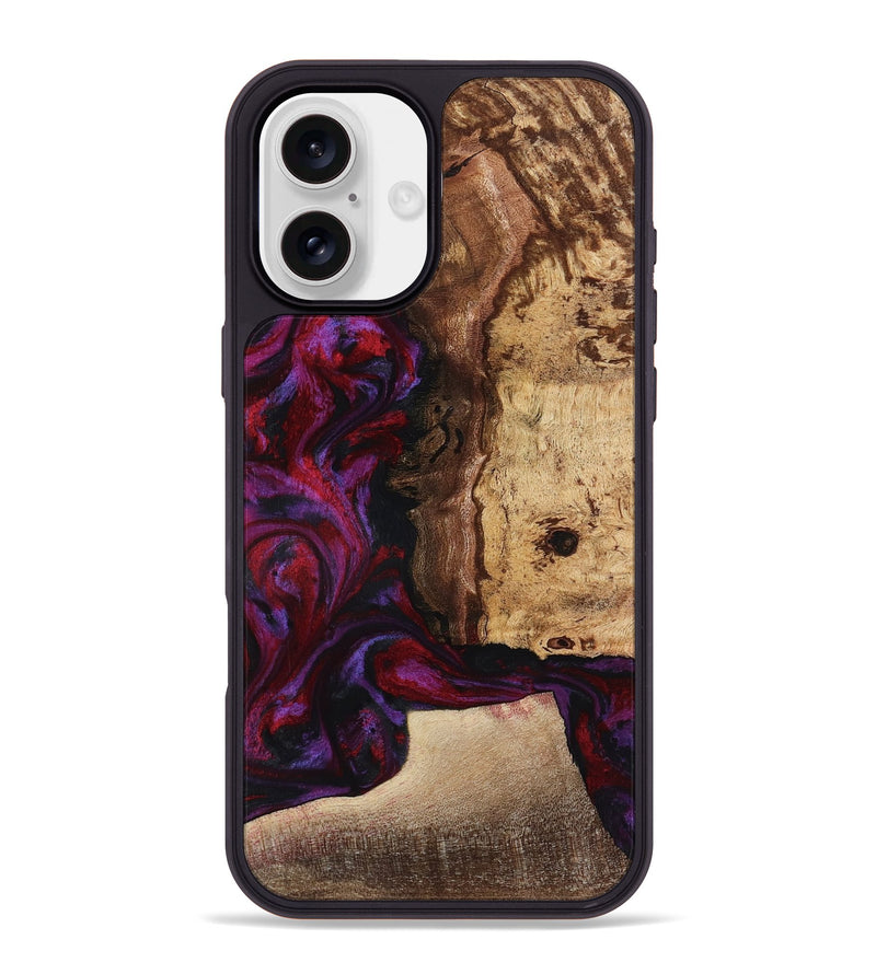 iPhone 16 Plus Wood Phone Case - Chance (Red, 781627)