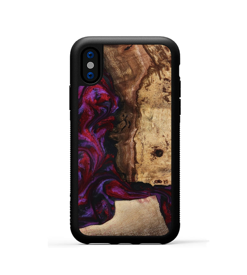 iPhone Xs Wood Phone Case - Chance (Red, 781627)