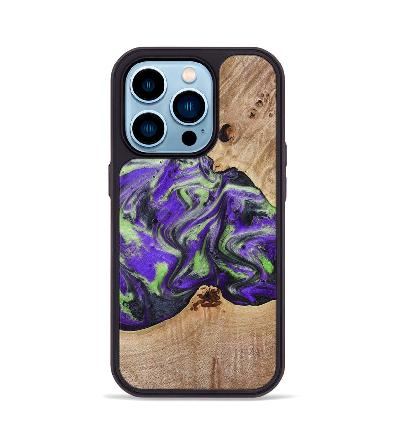 iPhone 14 Pro Wood Phone Case - Alpha (Purple, 781677)