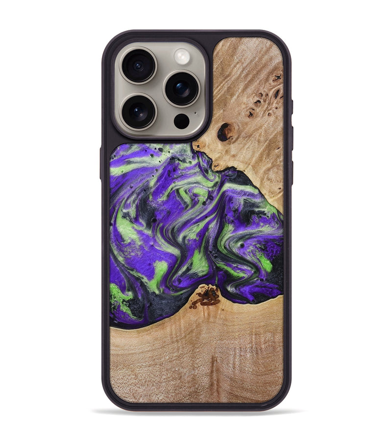 iPhone 15 Pro Max Wood Phone Case - Alpha (Purple, 781677)