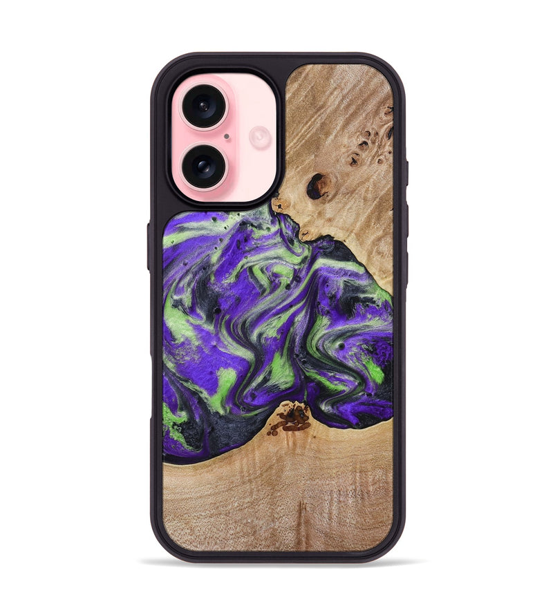 iPhone 16 Wood Phone Case - Alpha (Purple, 781677)