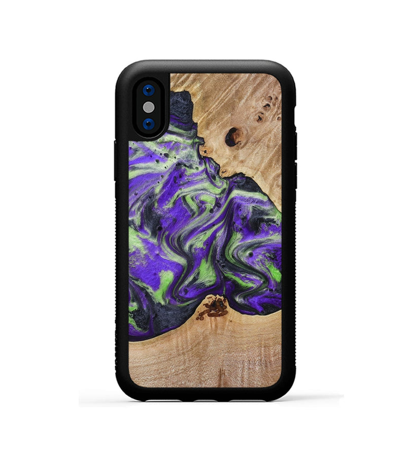 iPhone Xs Wood Phone Case - Alpha (Purple, 781677)