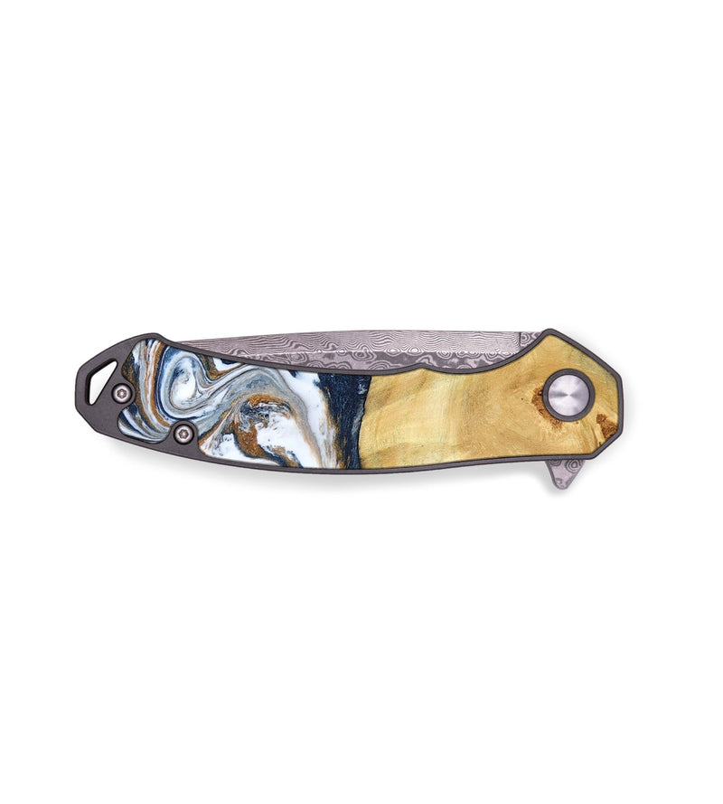 EDC Wood Pocket Knife - Verne (Teal & Gold, 781698)