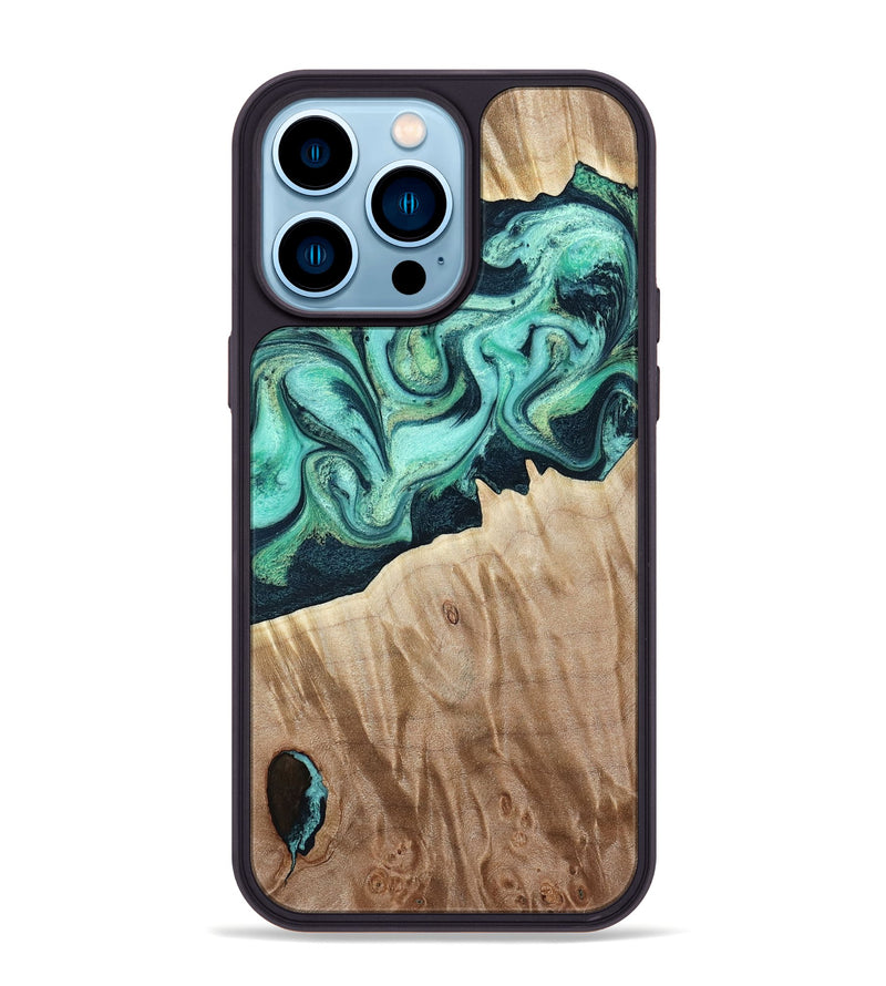 iPhone 14 Pro Max Wood Phone Case - Arrie (Green, 781763)