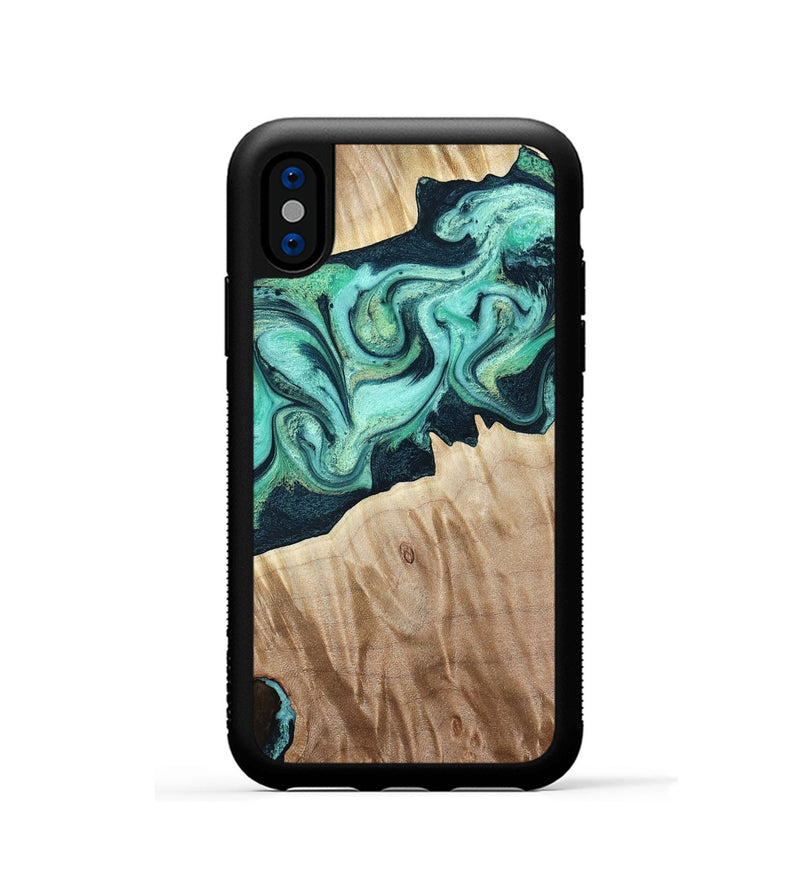 iPhone Xs Wood Phone Case - Arrie (Green, 781763)