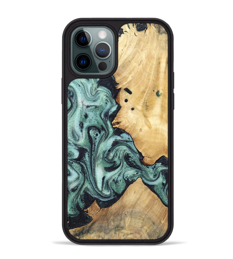 iPhone 12 Pro Max Wood Phone Case - Miya (Green, 781767)