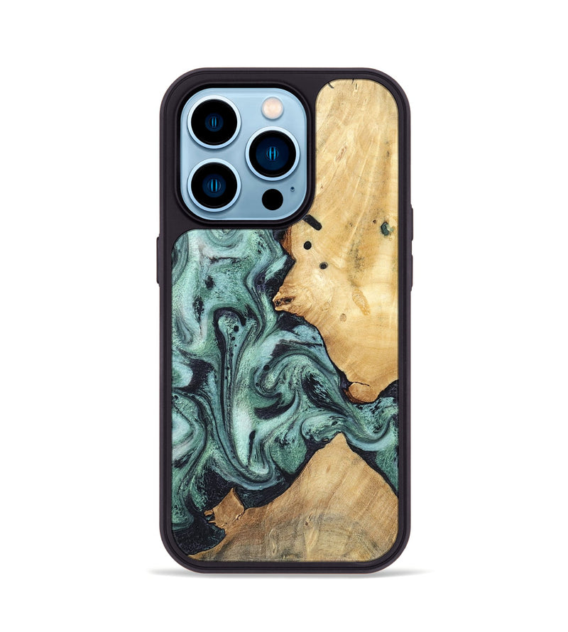 iPhone 14 Pro Wood Phone Case - Miya (Green, 781767)