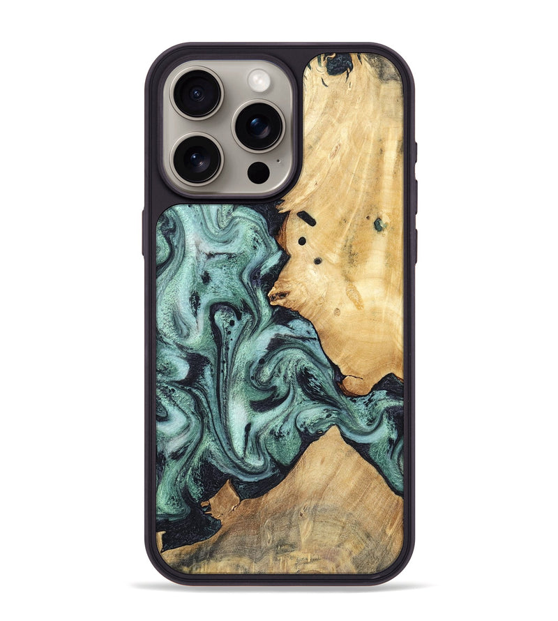 iPhone 15 Pro Max Wood Phone Case - Miya (Green, 781767)