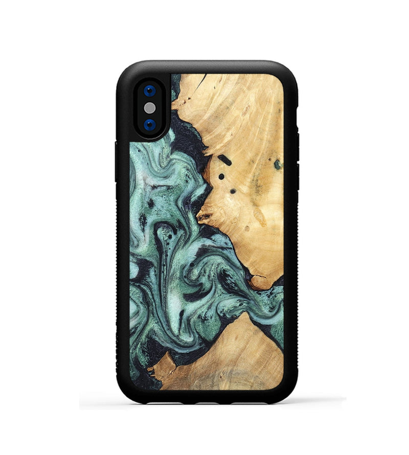 iPhone Xs Wood Phone Case - Miya (Green, 781767)