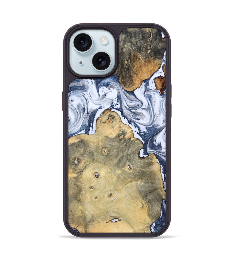 iPhone 15 Wood Phone Case - Kellen (Blue, 781799)