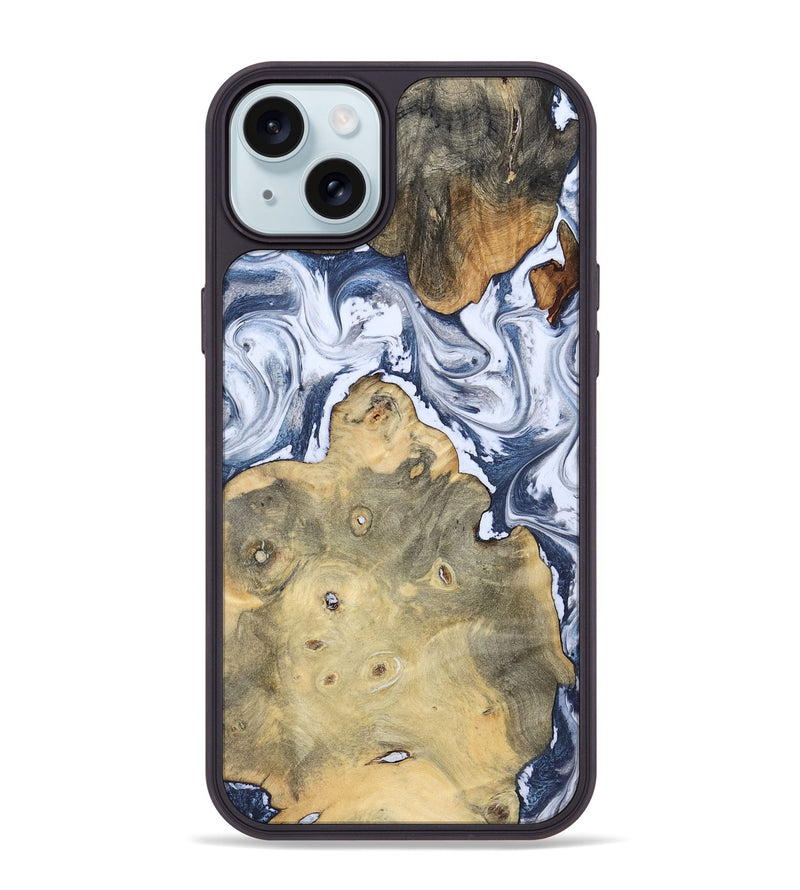 iPhone 15 Plus Wood Phone Case - Kellen (Blue, 781799)