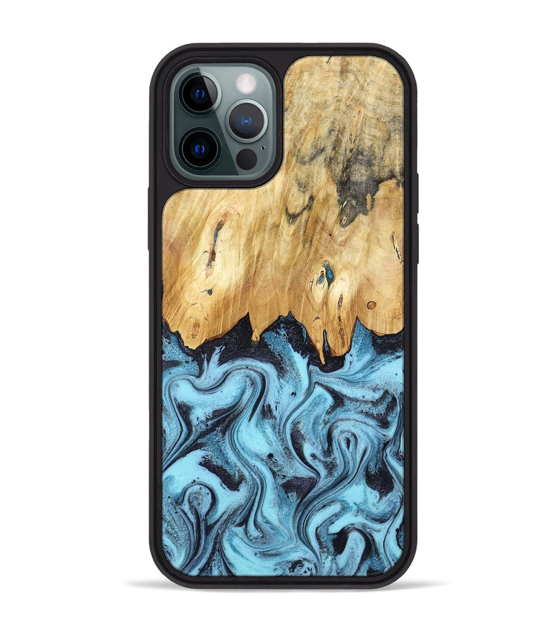 iPhone 12 Pro Max Wood Phone Case - Micah (Blue, 781804)