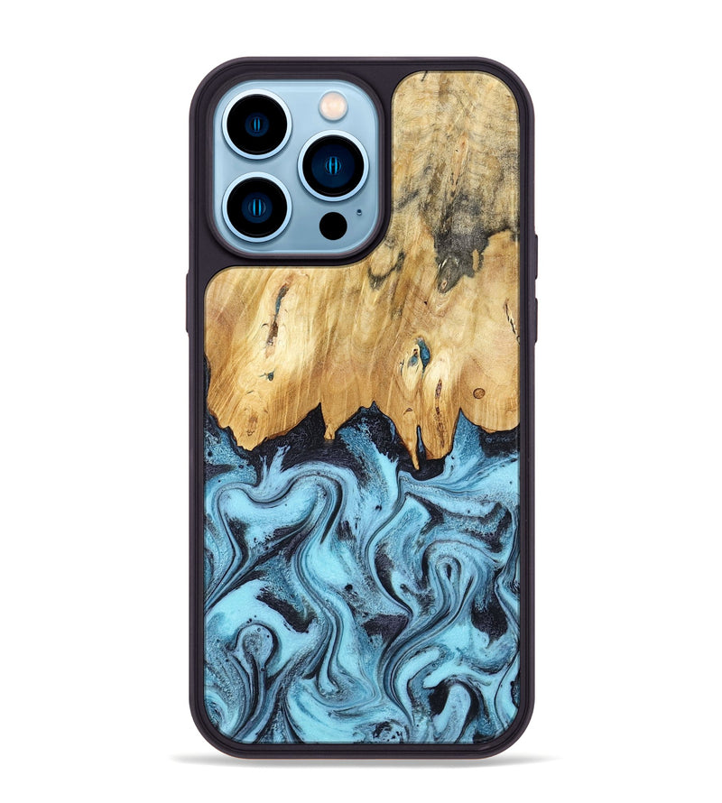 iPhone 14 Pro Max Wood Phone Case - Micah (Blue, 781804)