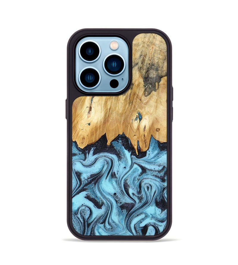 iPhone 14 Pro Wood Phone Case - Micah (Blue, 781804)
