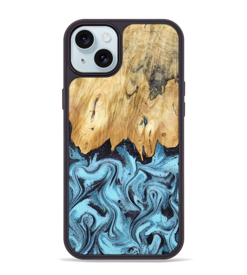 iPhone 15 Plus Wood Phone Case - Micah (Blue, 781804)
