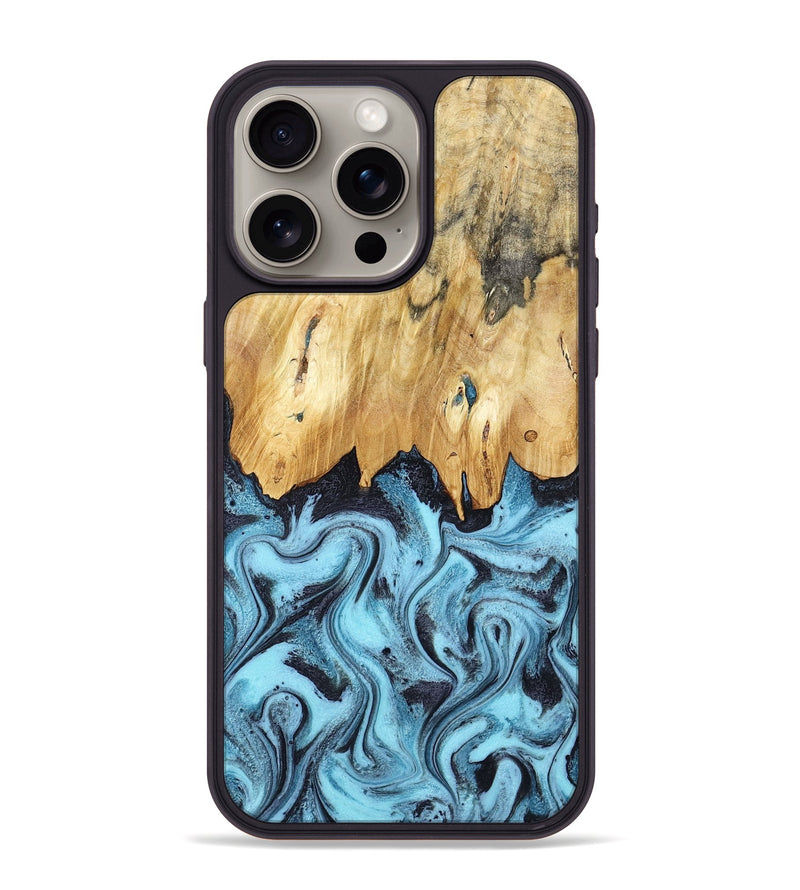 iPhone 15 Pro Max Wood Phone Case - Micah (Blue, 781804)