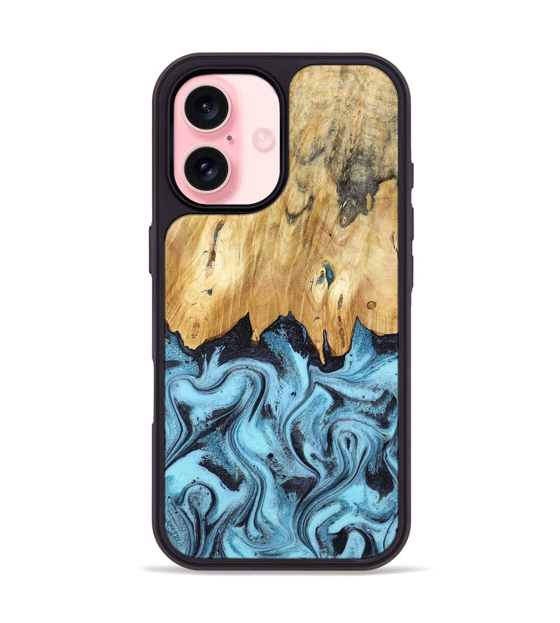 iPhone 16 Wood Phone Case - Micah (Blue, 781804)