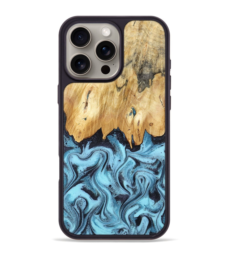 iPhone 16 Pro Max Wood Phone Case - Micah (Blue, 781804)