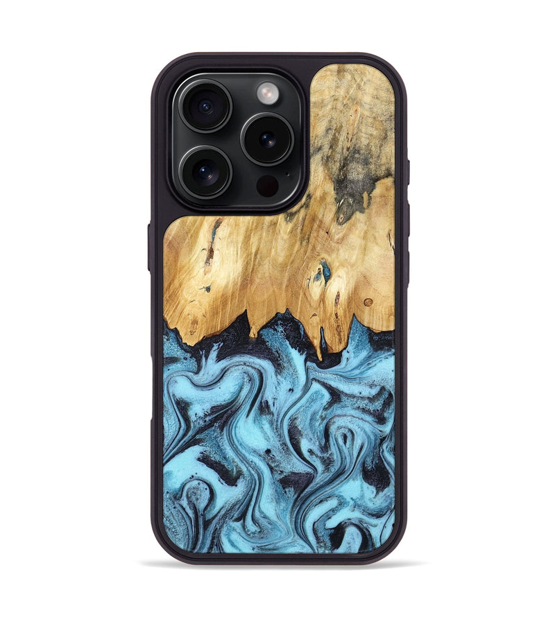 iPhone 16 Pro Wood Phone Case - Micah (Blue, 781804)