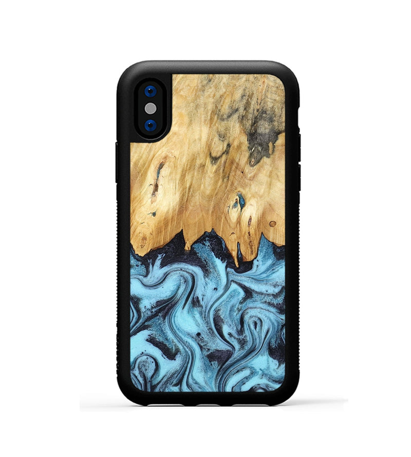 iPhone Xs Wood Phone Case - Micah (Blue, 781804)