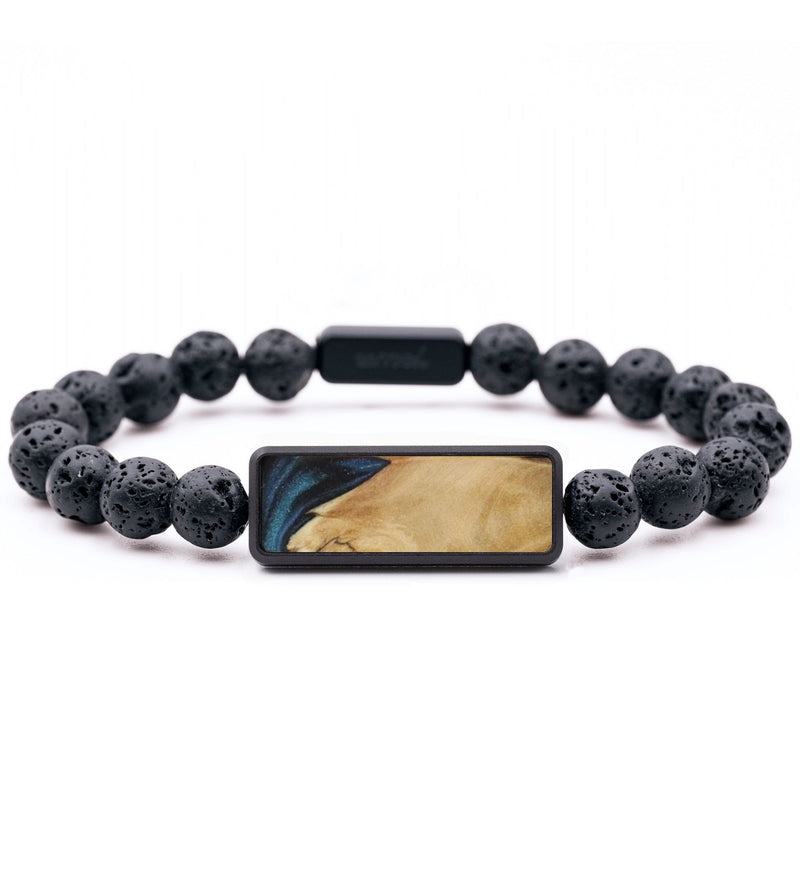 Lava Bead Wood Bracelet - Hubert (Blue, 782110)