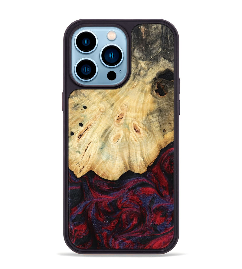 iPhone 14 Pro Max Wood Phone Case - Zackary (Red, 782201)