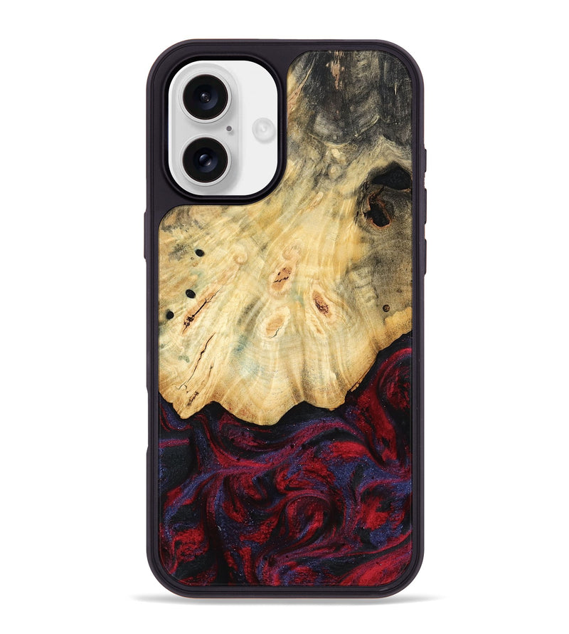 iPhone 16 Plus Wood Phone Case - Zackary (Red, 782201)