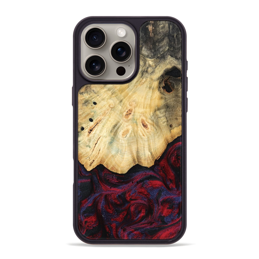 iPhone 16 Pro Max Wood Phone Case - Zackary (Red, 782201) - Carved