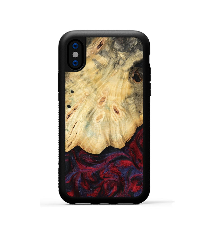 iPhone Xs Wood Phone Case - Zackary (Red, 782201)
