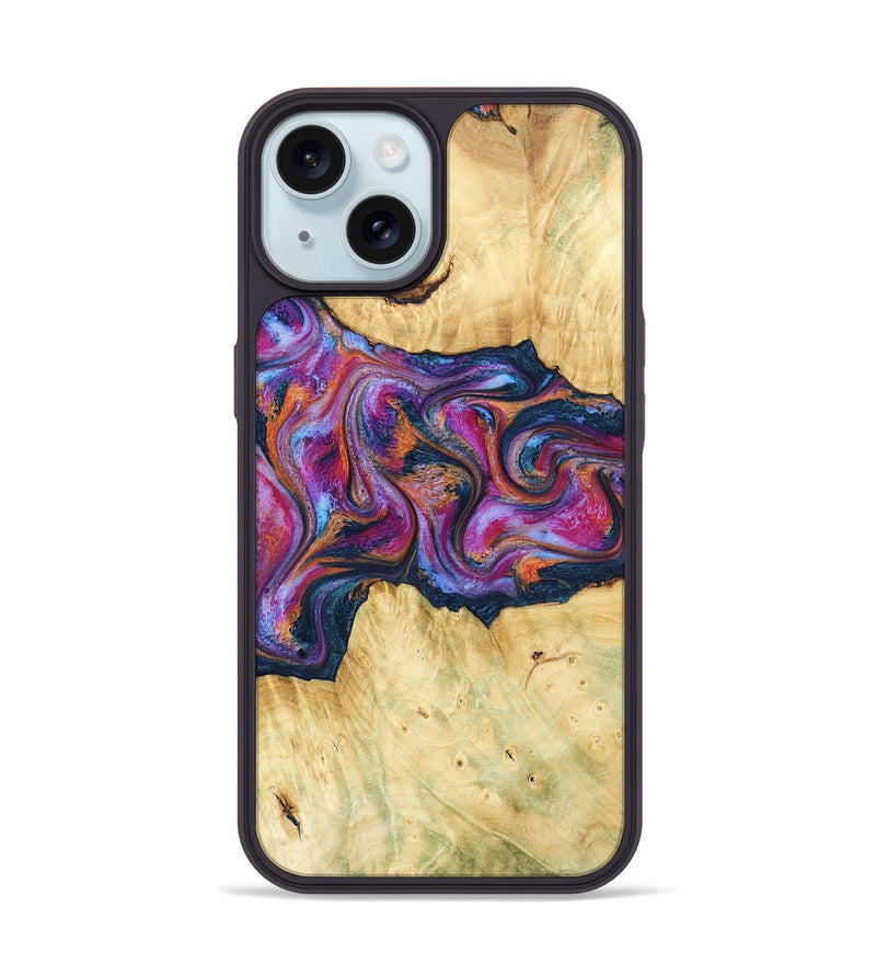 iPhone 15 Wood Phone Case - Melodie (Blue, 782209)