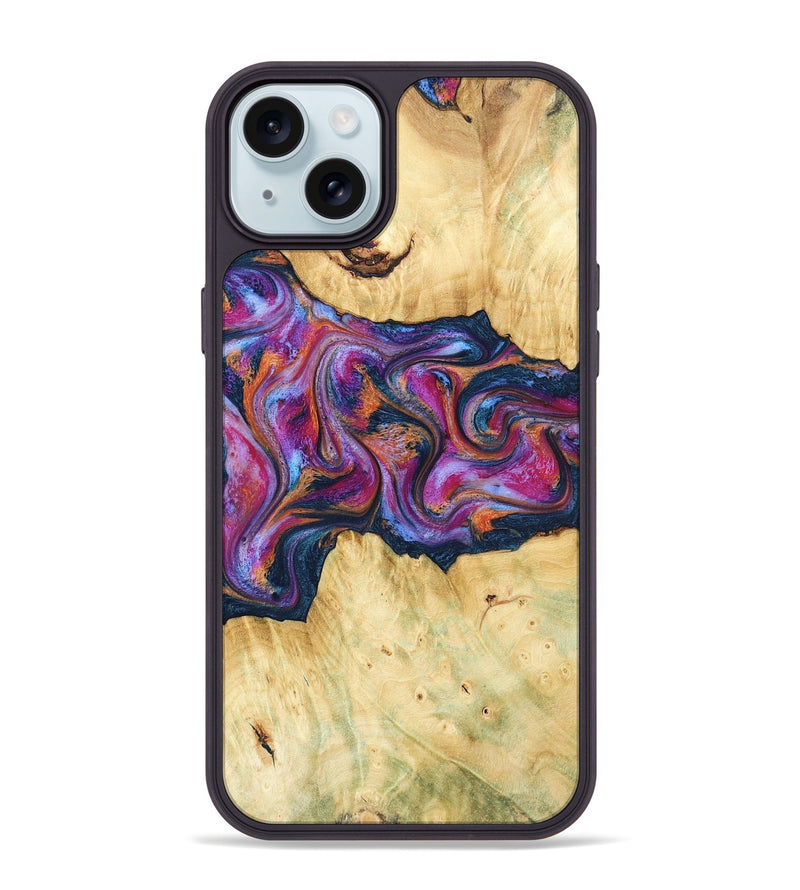 iPhone 15 Plus Wood Phone Case - Melodie (Blue, 782209)