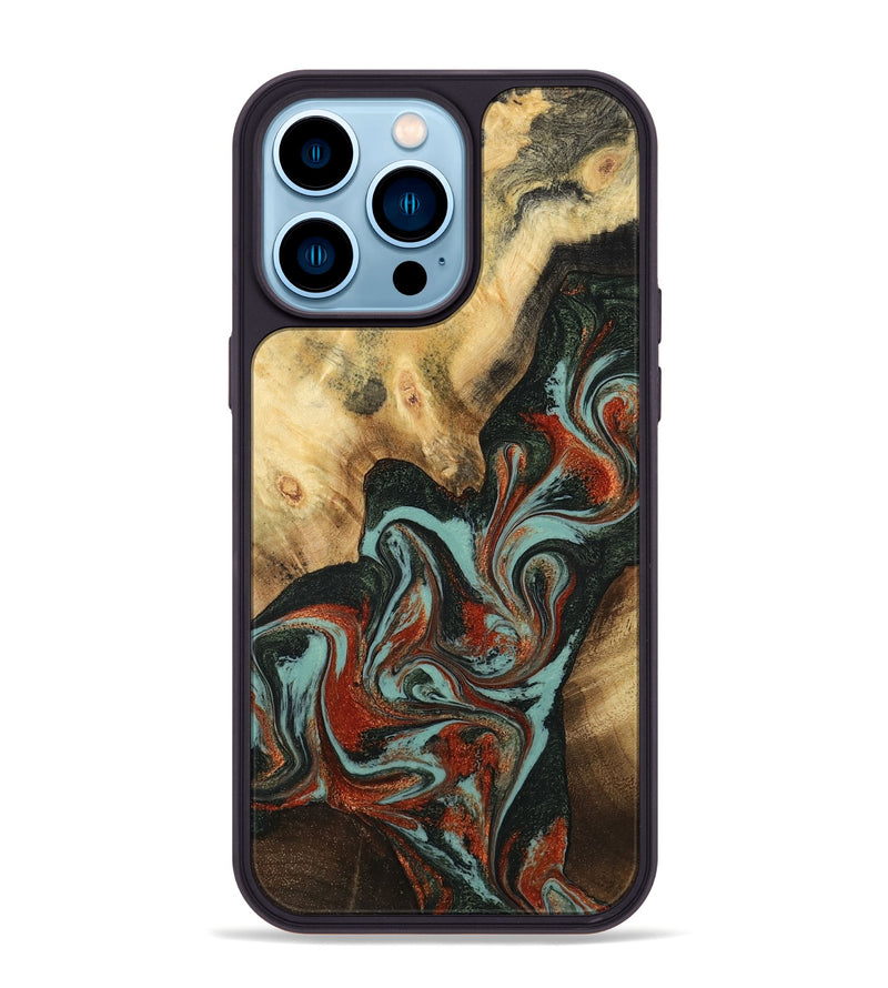 iPhone 14 Pro Max Wood Phone Case - Meir (Green, 782215)