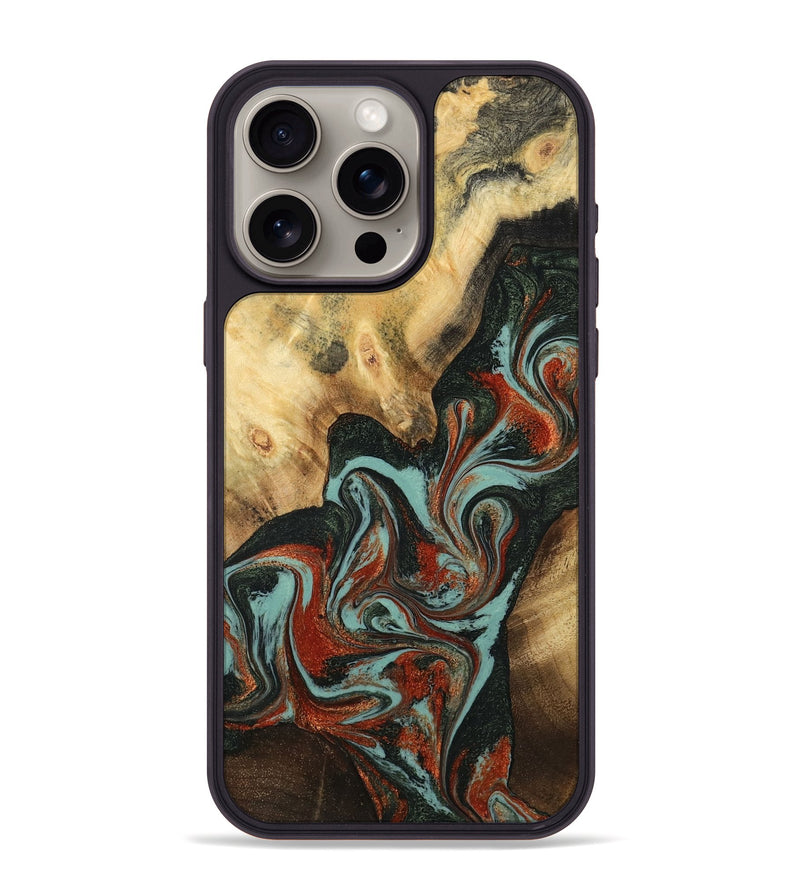 iPhone 15 Pro Max Wood Phone Case - Meir (Green, 782215)