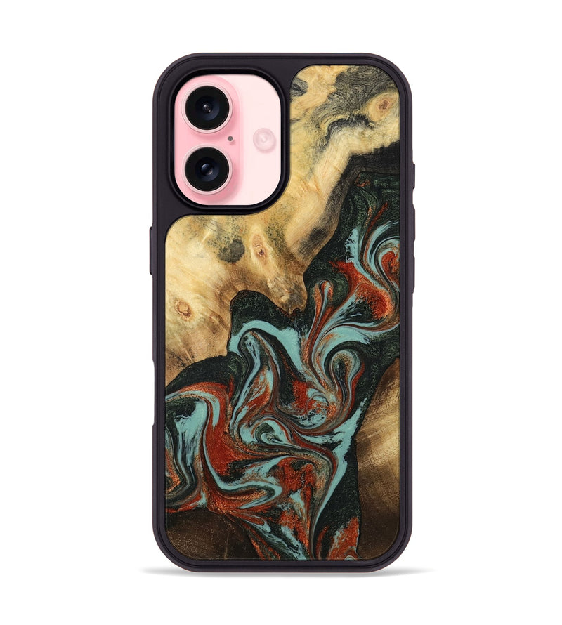 iPhone 16 Wood Phone Case - Meir (Green, 782215)