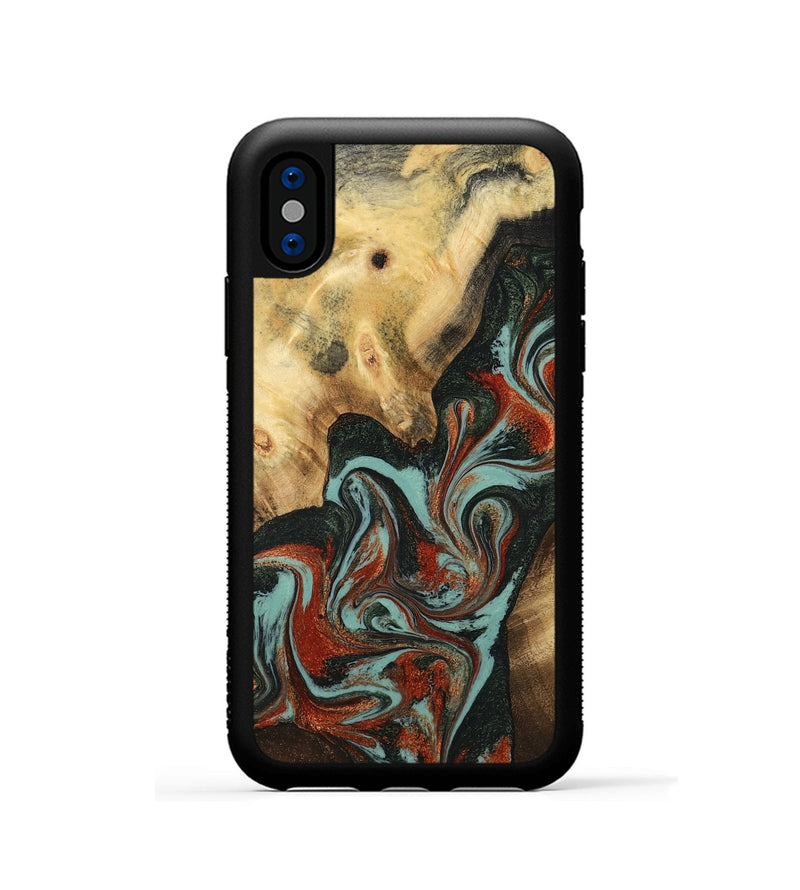 iPhone Xs Wood Phone Case - Meir (Green, 782215)