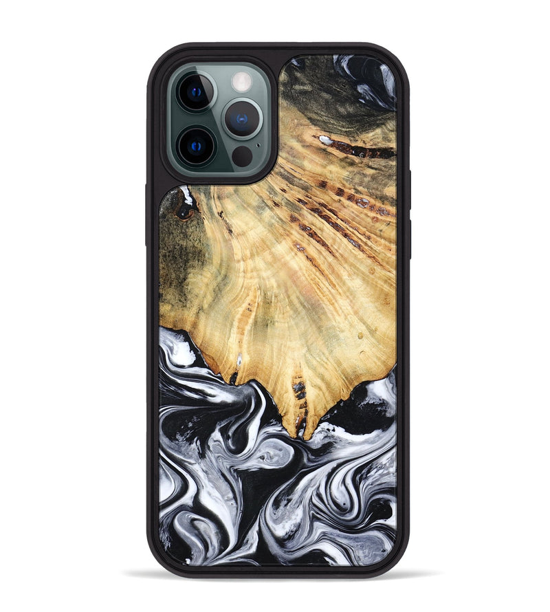 iPhone 12 Pro Max Wood Phone Case - Jemma (Black & White, 782289)