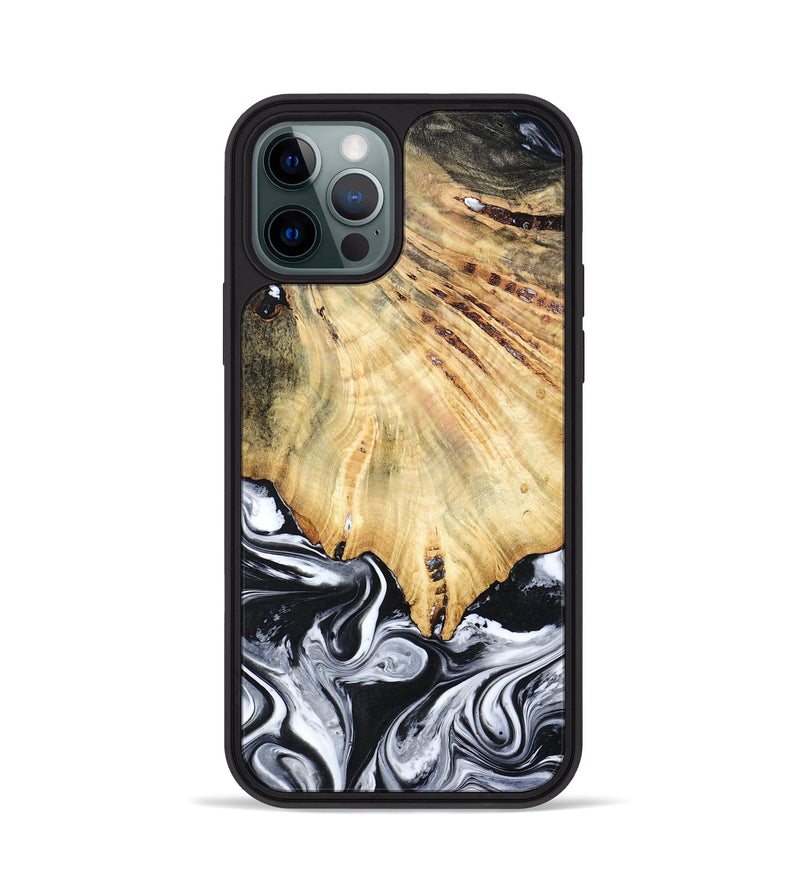 iPhone 12 Pro Wood Phone Case - Jemma (Black & White, 782289)