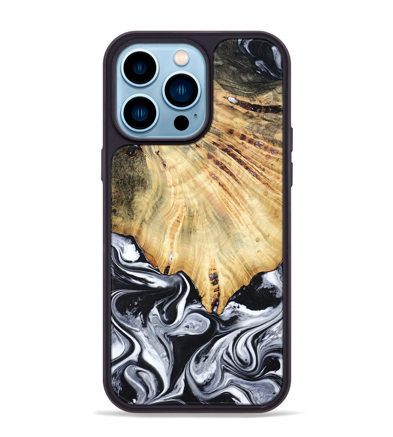 iPhone 14 Pro Max Wood Phone Case - Jemma (Black & White, 782289)