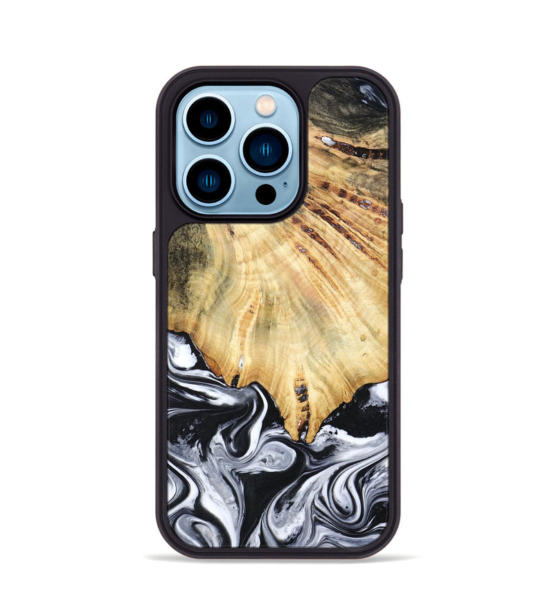 iPhone 14 Pro Wood Phone Case - Jemma (Black & White, 782289)