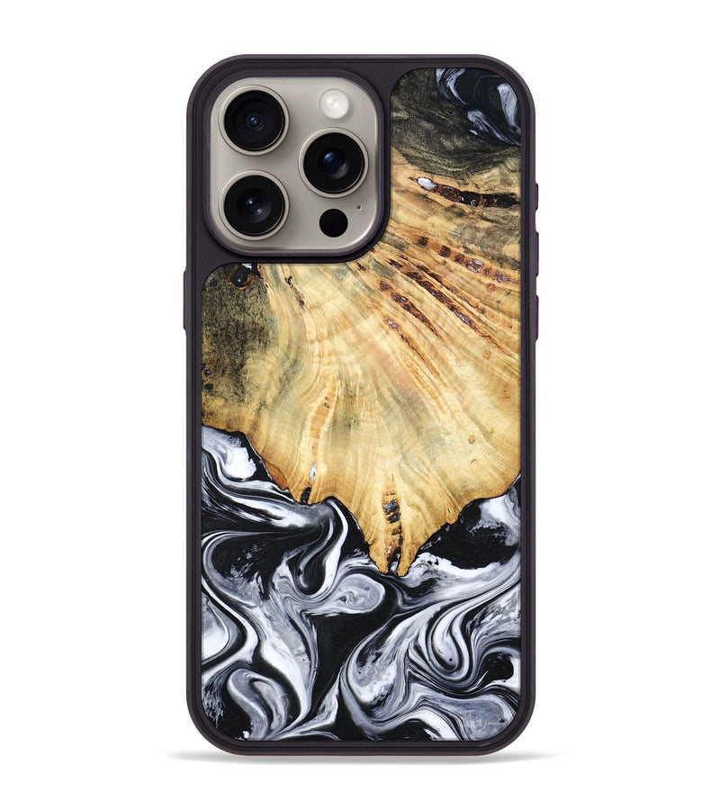 iPhone 15 Pro Max Wood Phone Case - Jemma (Black & White, 782289)