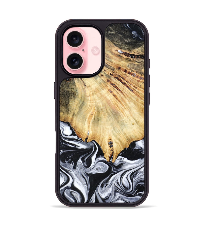 iPhone 16 Wood Phone Case - Jemma (Black & White, 782289)